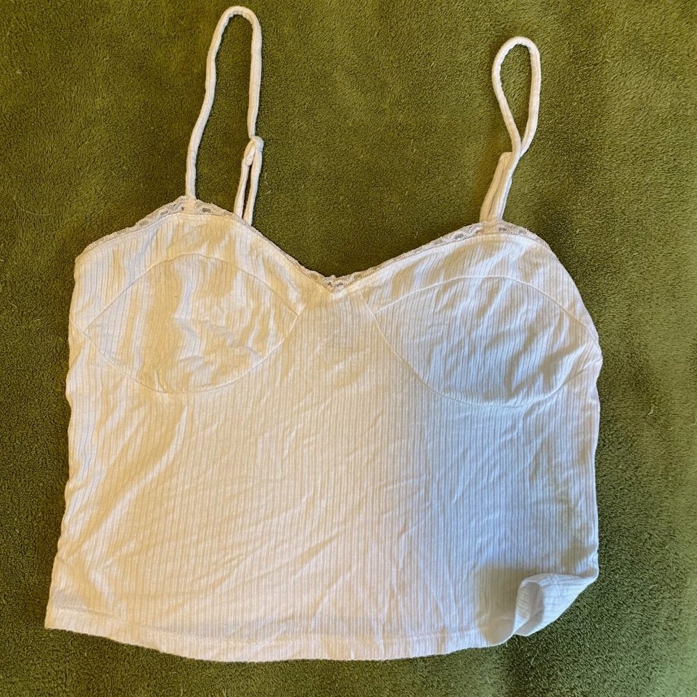 Soft White Cropped Tank Size M